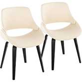 Fabrico Dining Accent Chair in Black Wood & Cream Leatherette (Set of 2)